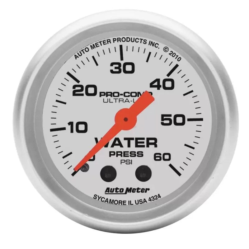 Autometer 2-1/16" 0-60 PSI Water Pressure Gauge ULTRA-LITE | Universal (4324)