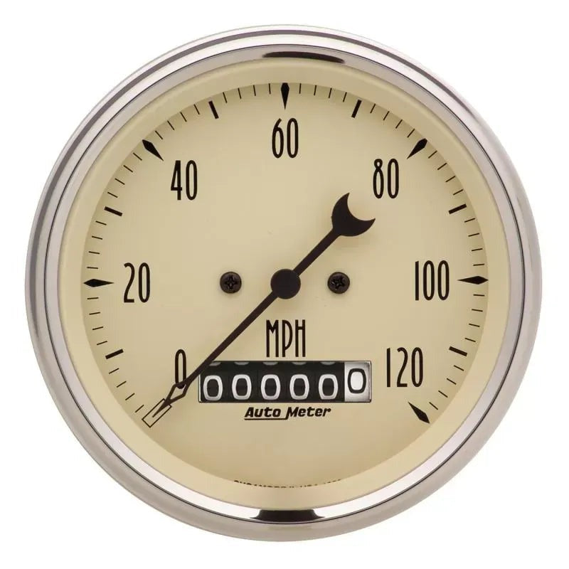 Autometer 3-3/8" 0-120 MPH Speedometer Gauge Antique Beige | Universal (1879)