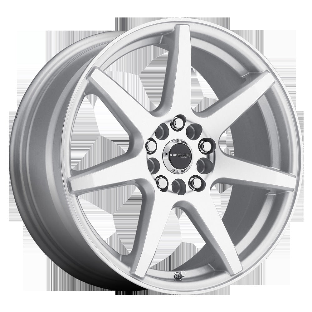 Raceline Wheels Evo Silver w/ Machined Spoke Faces and Outer Lip 18x7.5 | 5x110/5x114.3 (131S-87588+42)
