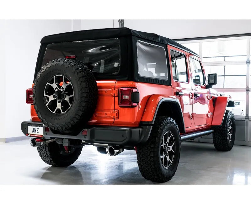 AWE Tread Edition Axleback Dual Exhaust for Jeep JL/JLU 3.6L/2.0T - Chrome Silver Tips (3015-32001)