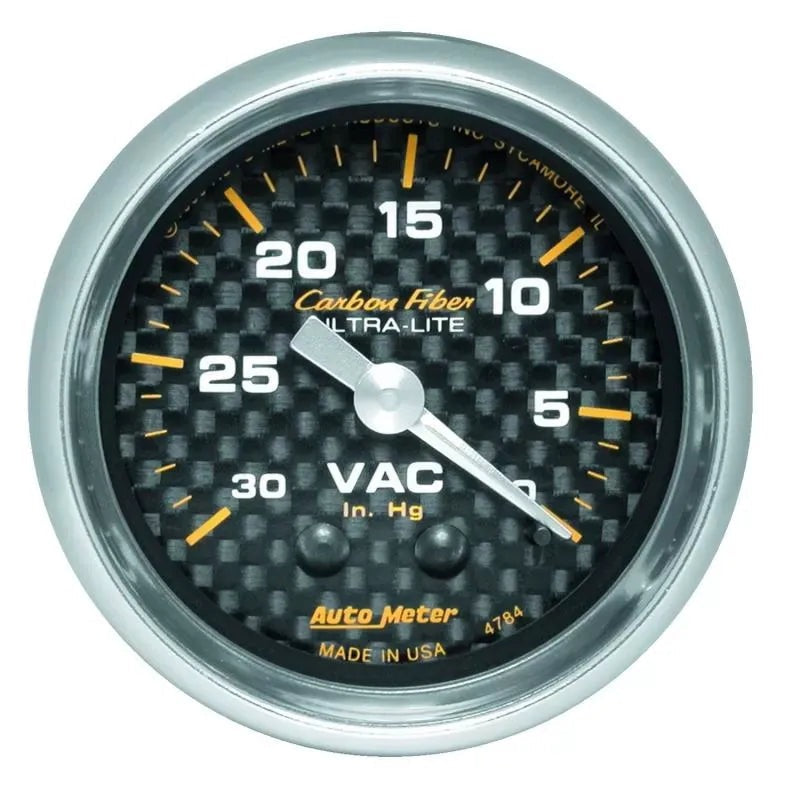 Autometer 2-1/16" 0-30 IN HG Vacuum Gauge Carbon Fiber | Universal (4784)
