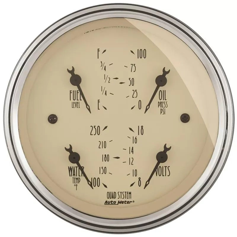 Autometer 3-3/8" 100 PSI/100-250 °F/8-18V/240-33 Ω Quad Gauge Antique Beige | Universal (1812)