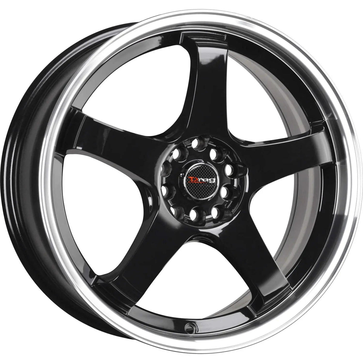 Drag Wheels DR63 Gloss Black w/ Machined Lip 18x8 | 5x100/5x114.3 (DR63188064873GB)
