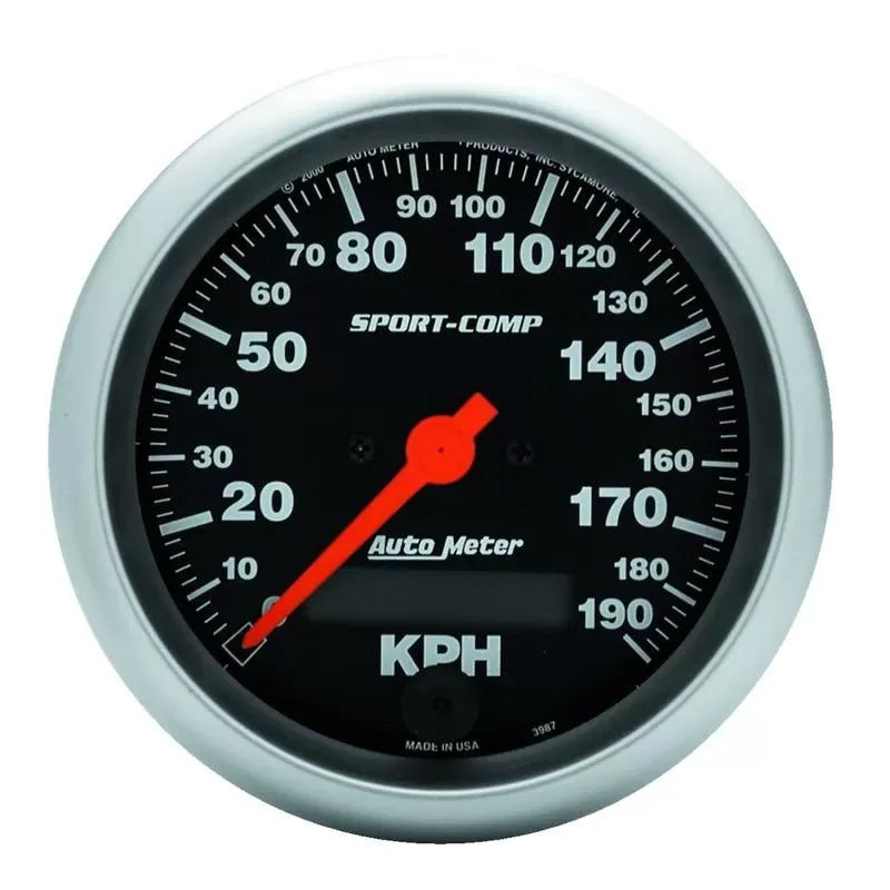Autometer 3-3/8" 0-190 KPH Speedometer Gauge SPORT-COMP | Universal (3987-M)