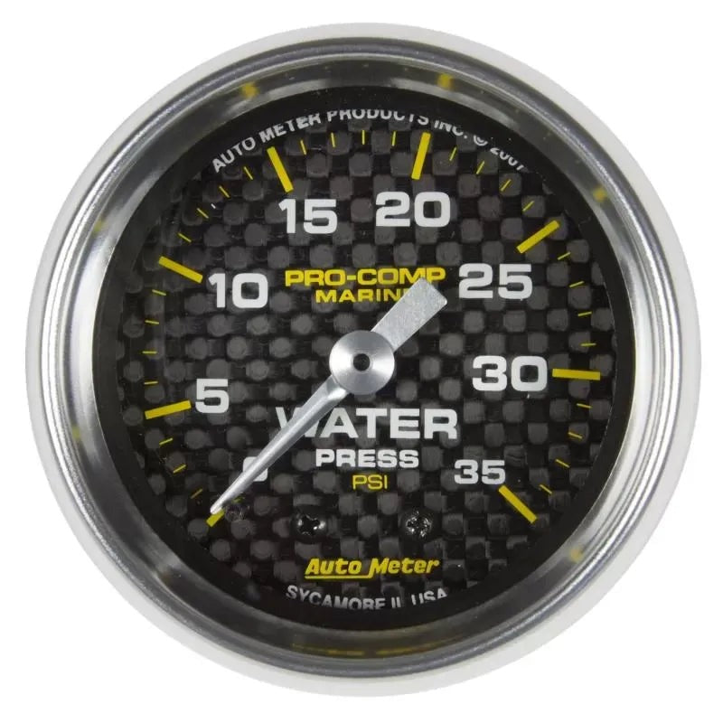 Autometer 2-1/16" 0-35 PSI Water Pressure Gauge Marine Carbon Fiber | Universal (200772-40)