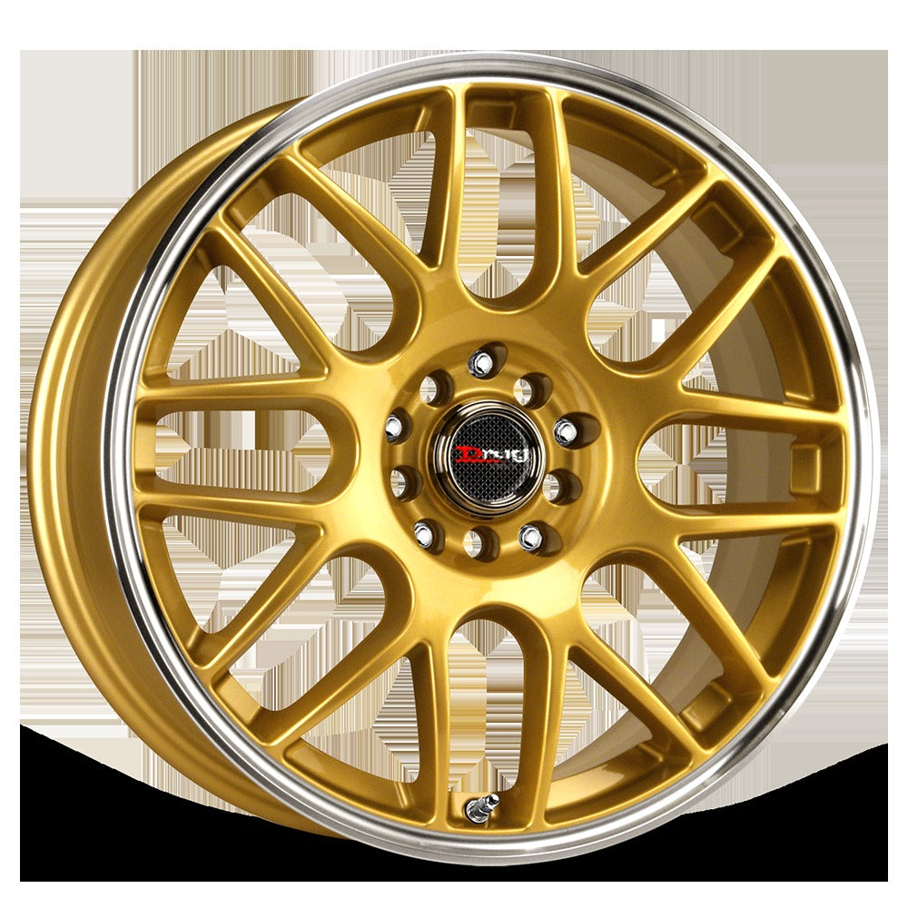 Drag Wheels DR34 Gold w/ Machined Lip 17x7.5 | 5x100/5x114.3 (DR341775054573GD)