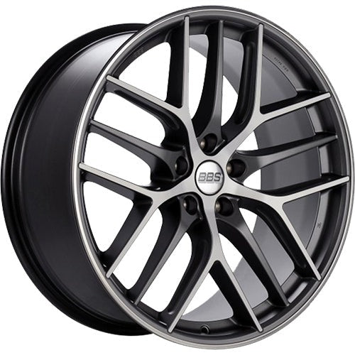 BBS Wheels CCR Satin Graphite Gray w/ Diamond Cut Machined Spoke Faces & a Polished Outer Lip Ring 20x9 | 5x120 (CC0302GRPK)