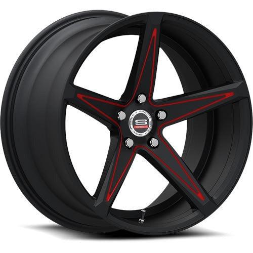 Spec-1 Wheels SPM-78 Gloss Black w/ Red Spoke Accents 20x10.5 | 5x114.3 (SPM78201051638GBRL)