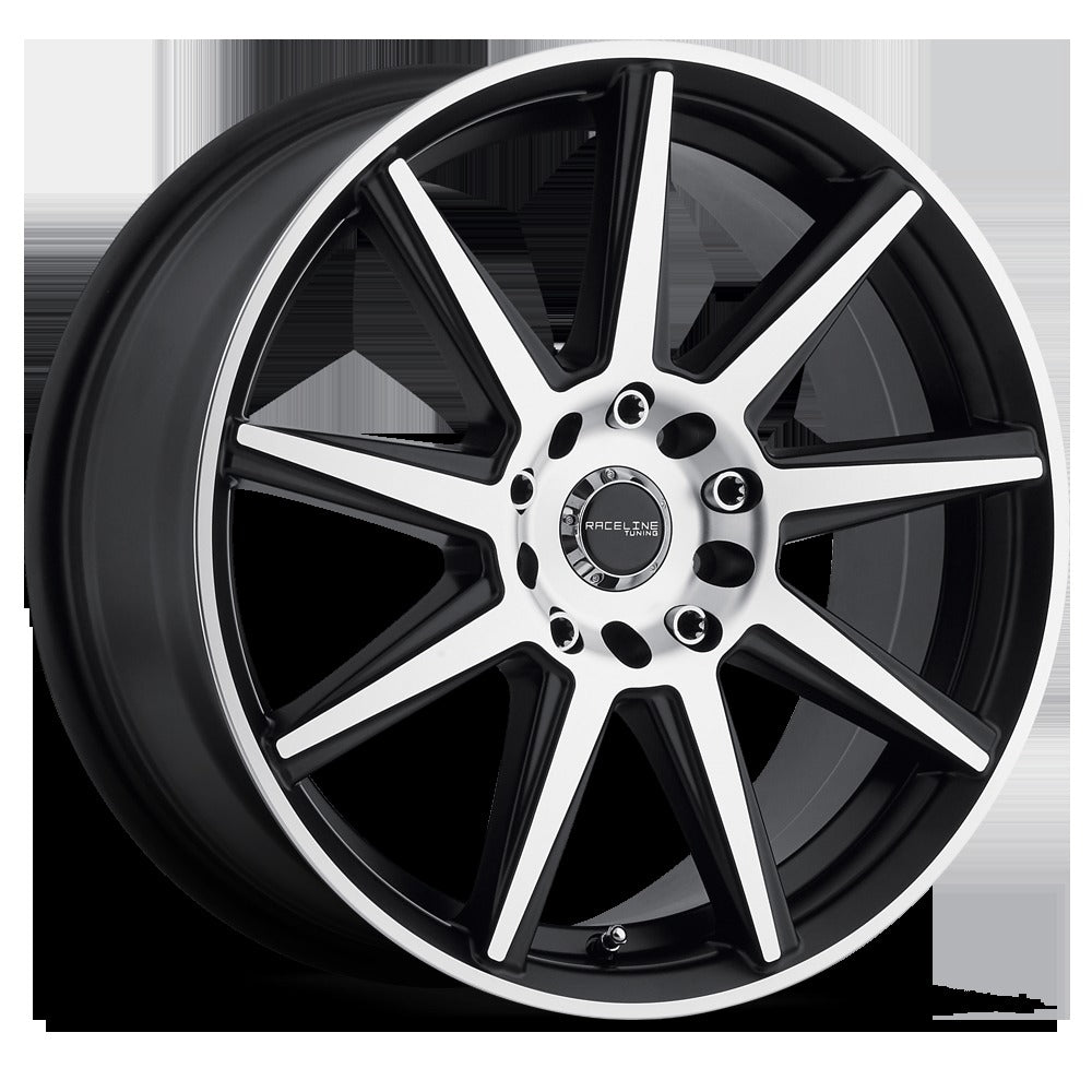 Raceline Wheels Storm Satin Black w/ Machined Spoke Faces and Outer Lip 18x7.5 | 5x127/5x114.3 (144M-87596+42)