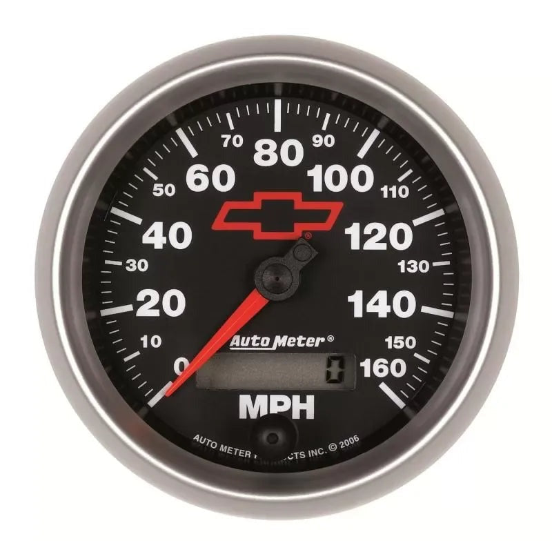 Autometer 3-3/8" 0-160 MPH Speedometer Gauge CHEVY Red BOWTIE | Universal (3688-00406)