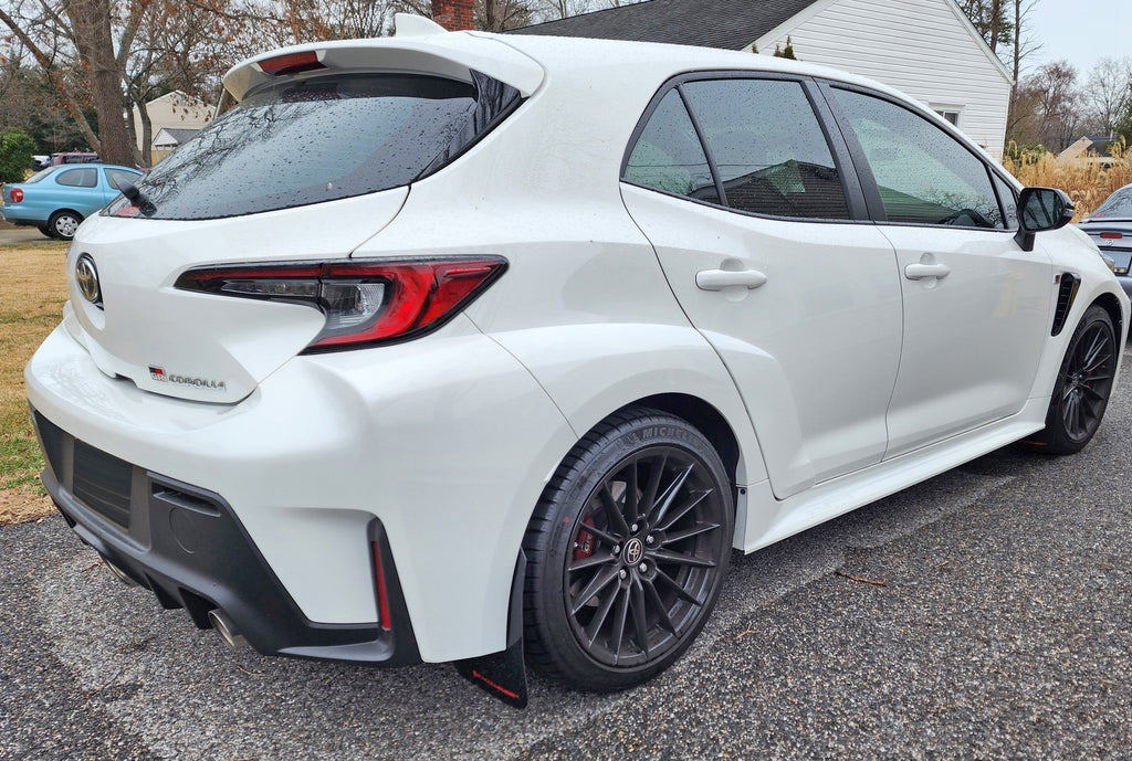 RallyArmor UR Black Mud Flap w/ Grey Logo | 2023+ Toyota GR Corolla (MF89-UR-BLK-DGRY)