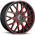 Revolution Racing R24 Gloss Black w/ Red Spoke Faces and Outer Lip 17x7.5 | 5x100/5x114.3 (RR24-177550014+40BR)