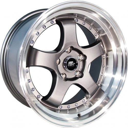 MST Wheels MT07 Black w/ Machined Lip and Gold Rivets 17x9 | 5x114.3 (07-7965-20-BKGL)