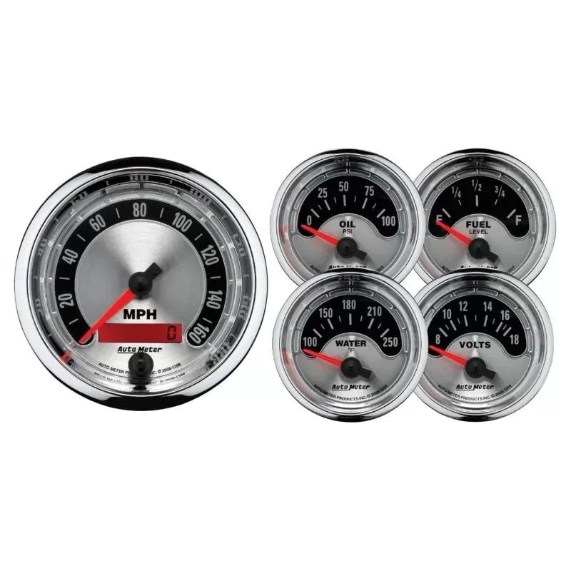 Autometer 3-3/8" & 2-1/16" Electric Speedometer 5-Piece Gauge Kit American Muscle | Universal (1202)