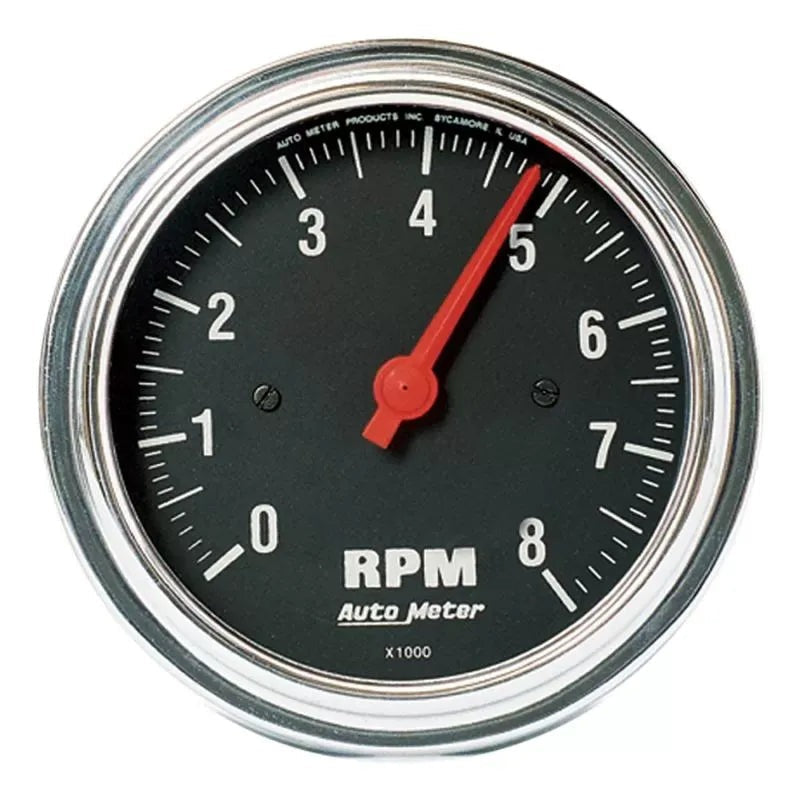 Autometer 3-3/8" 0-8000 RPM Tachometer Gauge Traditional Chrome | Universal (2499)