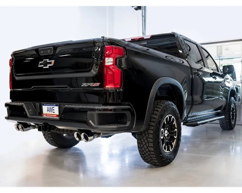 AWE 0FG Catback Exhaust for Silverado ZR2/Sierra AT4X - Quad Chrome Silver Tips (3015-42284)