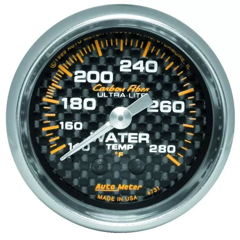 Autometer 2-1/16" 140-280 °F Water Temperature Gauge Carbon Fiber | Universal (4731)
