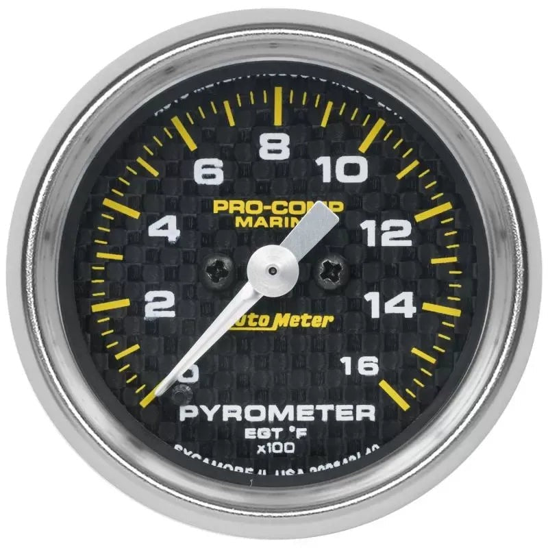 Autometer 2-1/16" 0-1600 oF Pyrometer EGT Gauge Marine Carbon Fiber | Universal (200842-40)