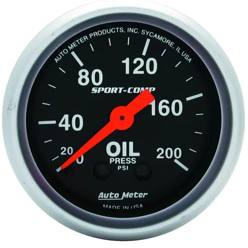 Autometer 2-1/16" 0-200 PSI Oil Pressure Gauge SPORT-COMP | Universal (3322)