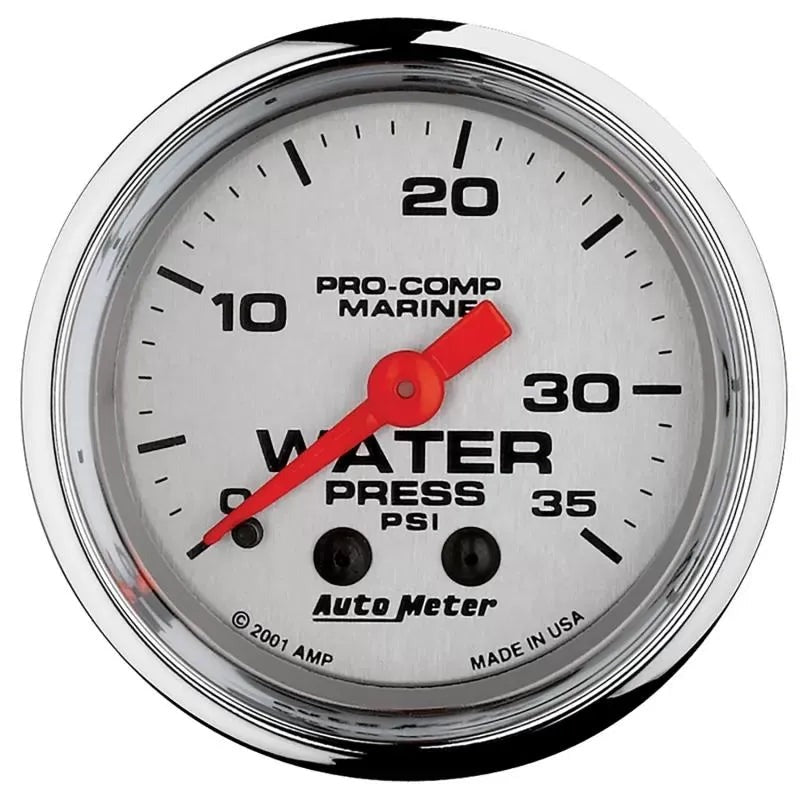 Autometer 2-1/16" 0-35 PSI Water Pressure Gauge Marine Chrome ULTRA-LITE | Universal (200772-35)