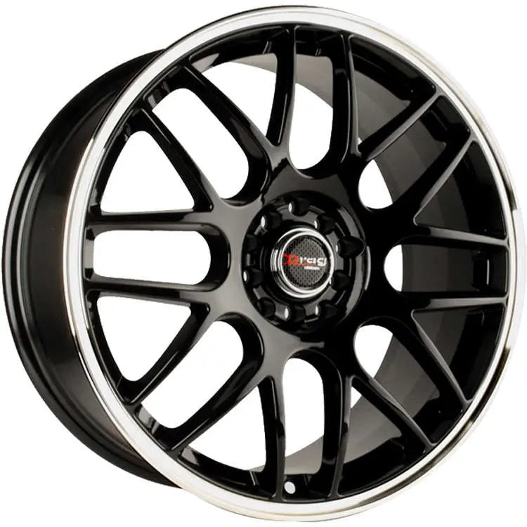 Drag Wheels DR34 Gloss Black w/ Machined Lip 17x7.5 | 5x108/5x115 (DR341775304273GB)