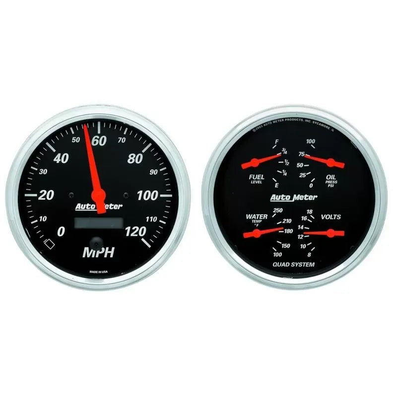 Autometer 5" 240-33 Ω Quad & Speedometer 2-Piece Gauge Kit Designer Black | Universal (1403)