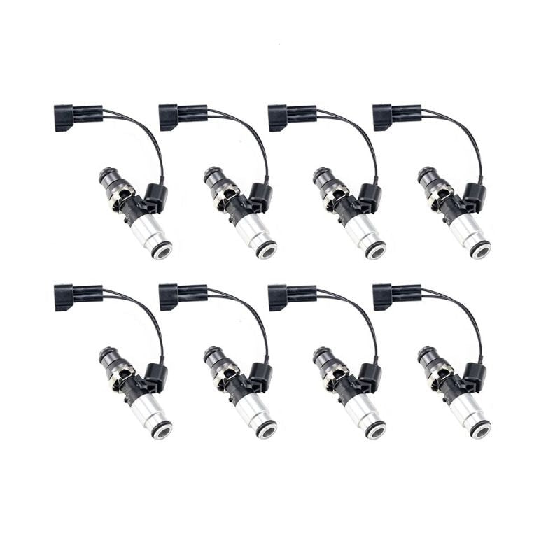 Injector Dynamics ID1050X Injectors 14mm Grey Adaptor Top Bottom Silver Adaptor Set of 8 (1050.60.14.14B.8-PU)