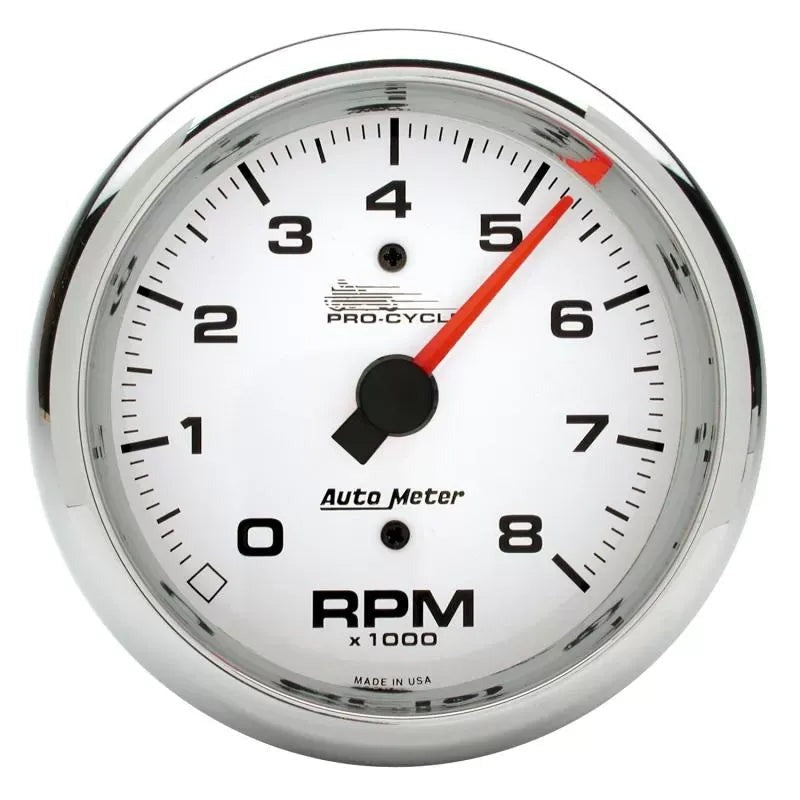 Autometer 3-3/8" 0-8000 RPM PRO-CYCLE Tachometer Gauge White | Universal (19301)