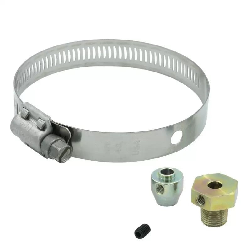 Autometer 1/8NPT MALE W/ SET SCREW & BAND CLAMP Thermocouple Fitting Kit Steel | Universal (3256)