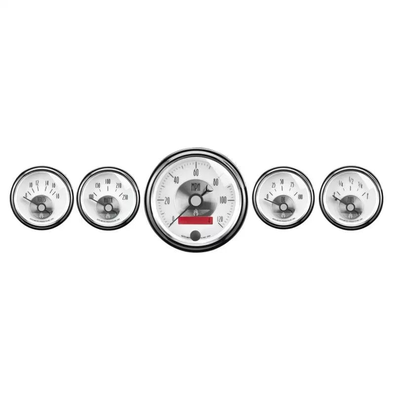 Autometer 3-3/8" & 2-1/16" Electric SPEEDO W/ LCD ODO 5-Piece Gauge Kit Prestige Pearl | Universal (2006)