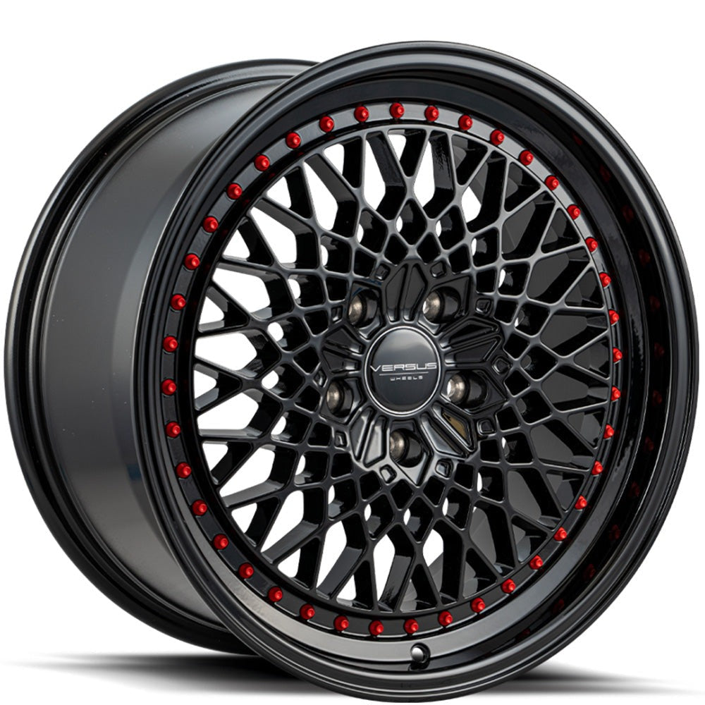 Versus Racing VS626 Gloss Black w/Red Hardware 18x8.5 | 5x114.3 (VS62618855114+40BLACK/RR)