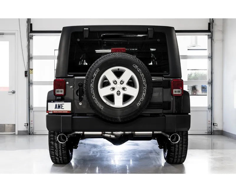 AWE Tread Edition Axleback Dual Exhaust for Jeep JK/JKU 3.6L - Chrome Silver Tips (3015-32003)
