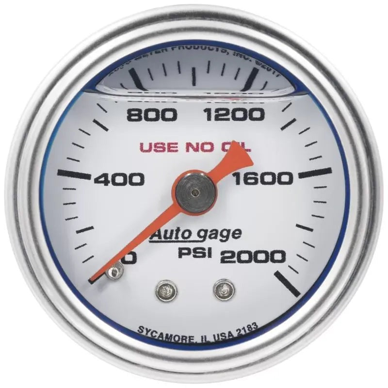 Autometer 1-1/2" 0-2000 PSI Pressure Gauge White | Universal (2183)