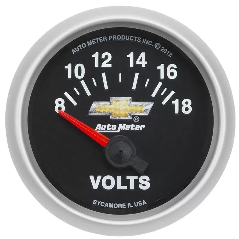 Autometer 2-1/16" 18V Electric Voltmeter Gauge CHEVY GOLD BOWTIE | Universal (880444)