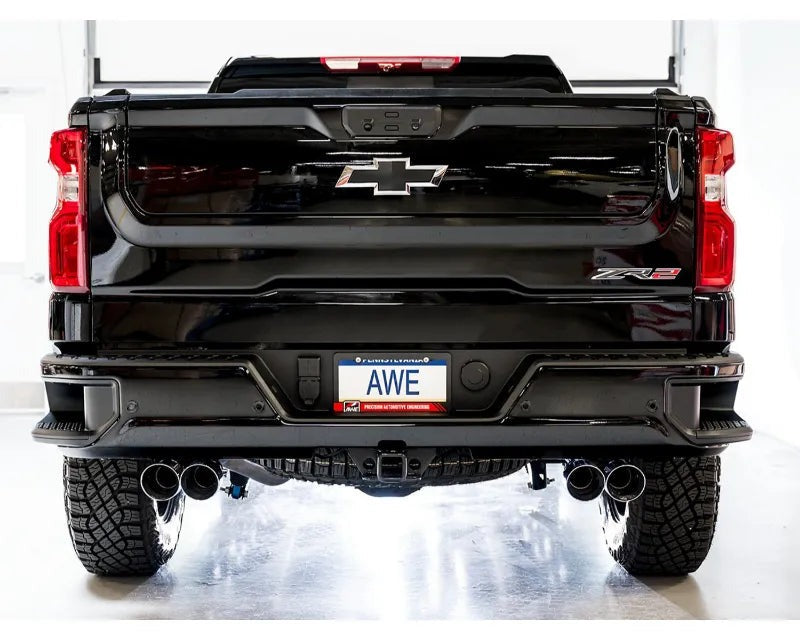 AWE 0FG Catback Exhaust for Silverado ZR2/Sierra AT4X - Quad Chrome Silver Tips (3015-42284)