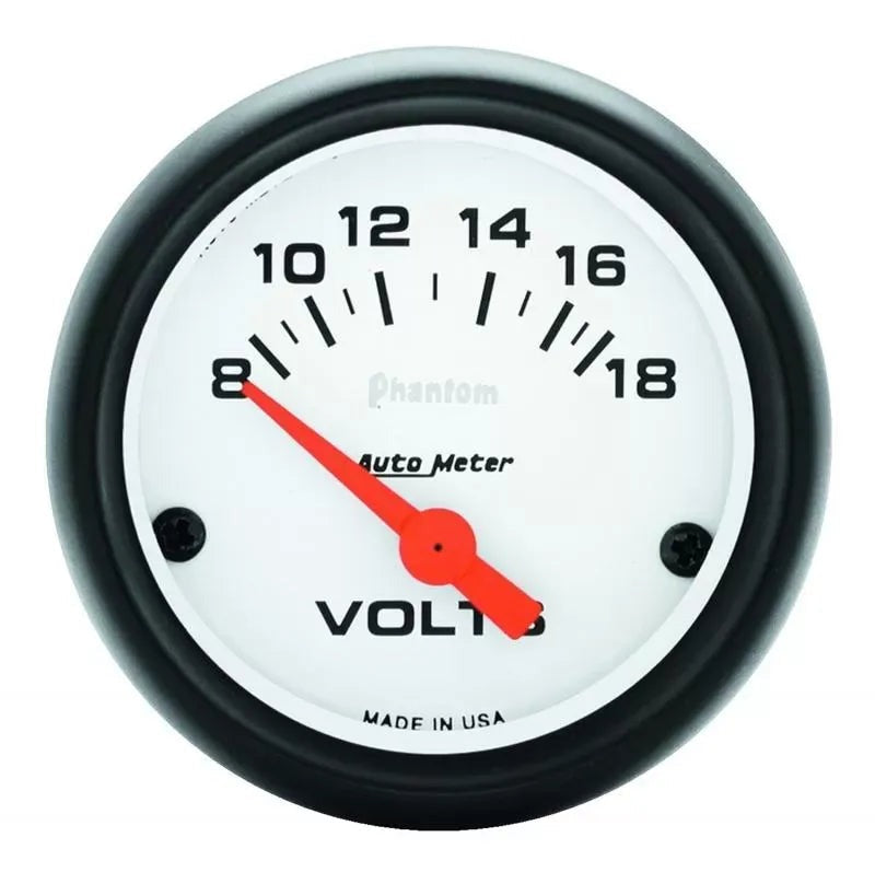 Autometer 2-1/16" 8-18V Voltmeter Gauge Phantom | Universal (5791)