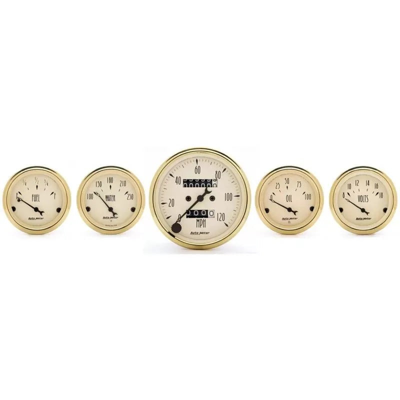 Autometer 3-1/8" & 2-1/16" Mechanical Speedometer 5-Piece Gauge Kit GOLDEN OLDIES | Universal (1501)