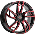 Revolution Racing RR22 Black w/ Red Spoke Faces and Outer Lip 18x8 | 5x108/5x114.3 (RR22-18850814+40BR)