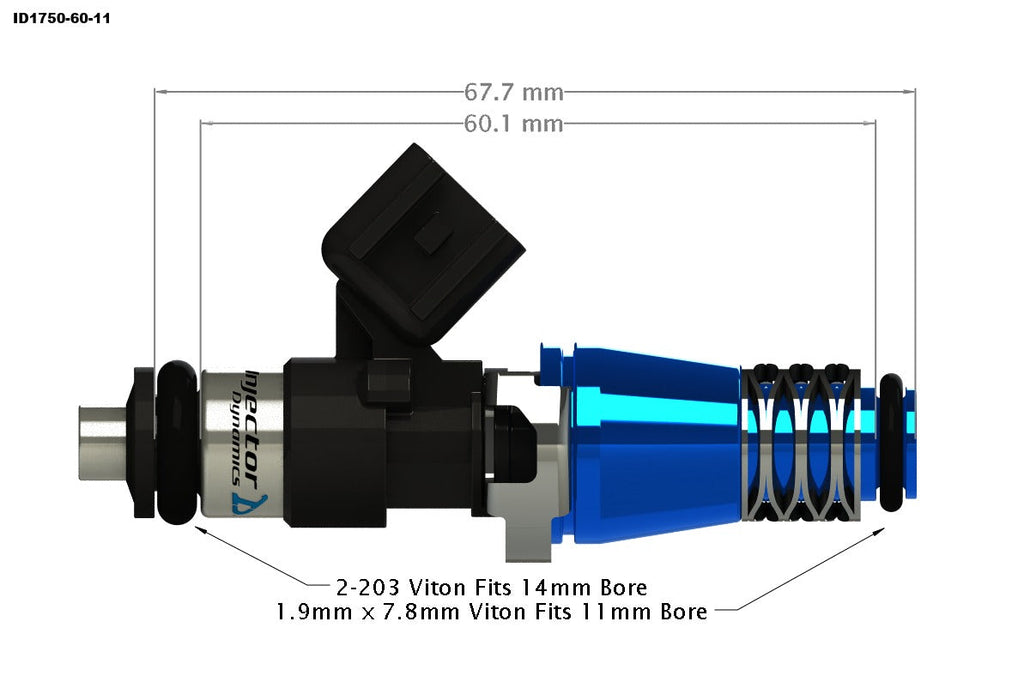 Injector Dynamics 1750cc XDS Injectors - Set of 4 | Multiple EVO / DSM Fitments (1750.60.11.D.4)