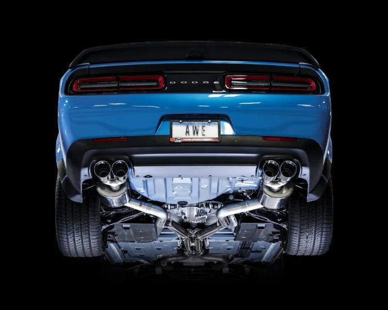 AWE Touring Edition Exhaust for 17+ Challenger 5.7 - Non-Resonated - Chrome Silver Quad Tips (3020-42076)