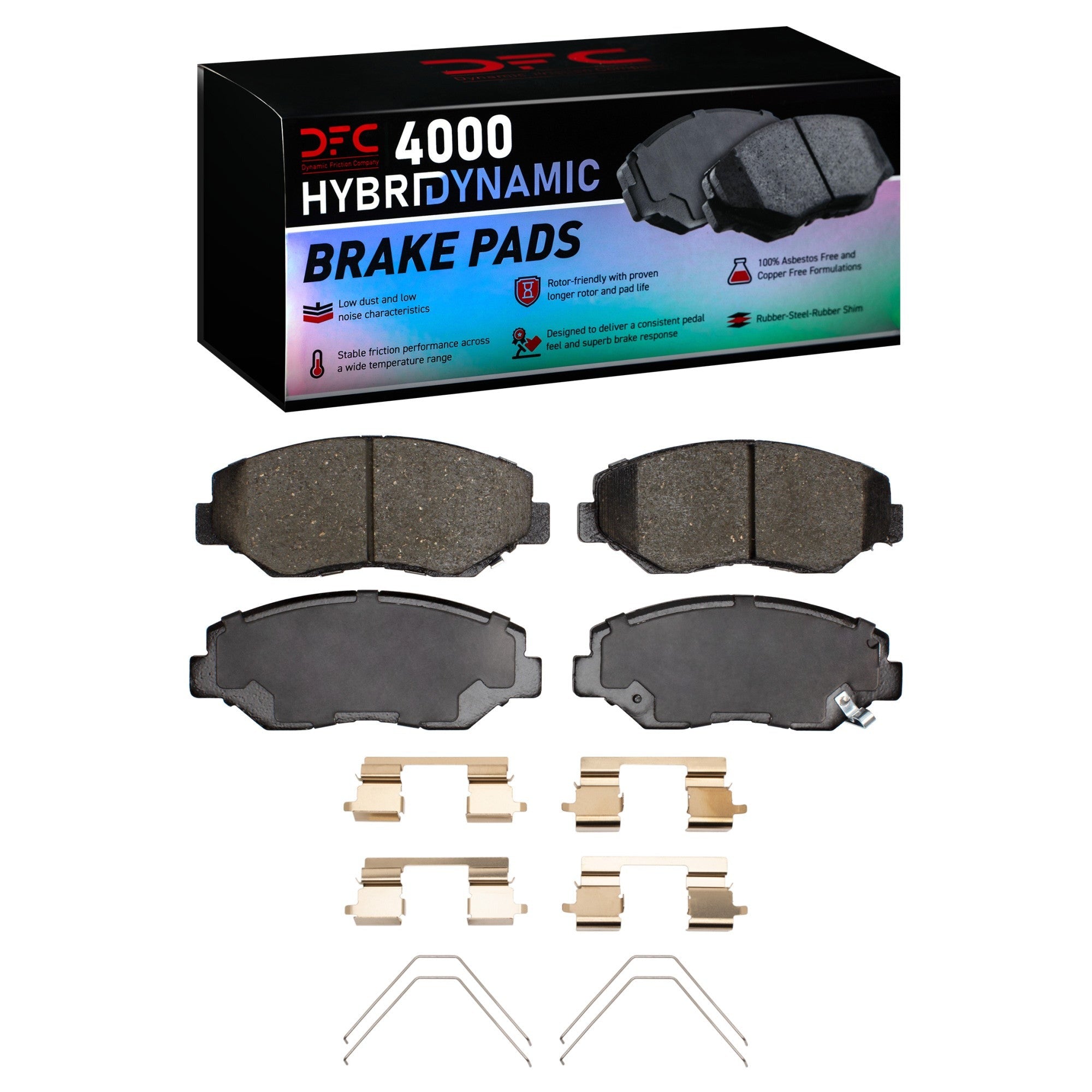 DFC Front 4000 HybriDynamic Brake Pads and Hardware Kit | Multiple Honda/Acura Fitments (4000-0914-01)