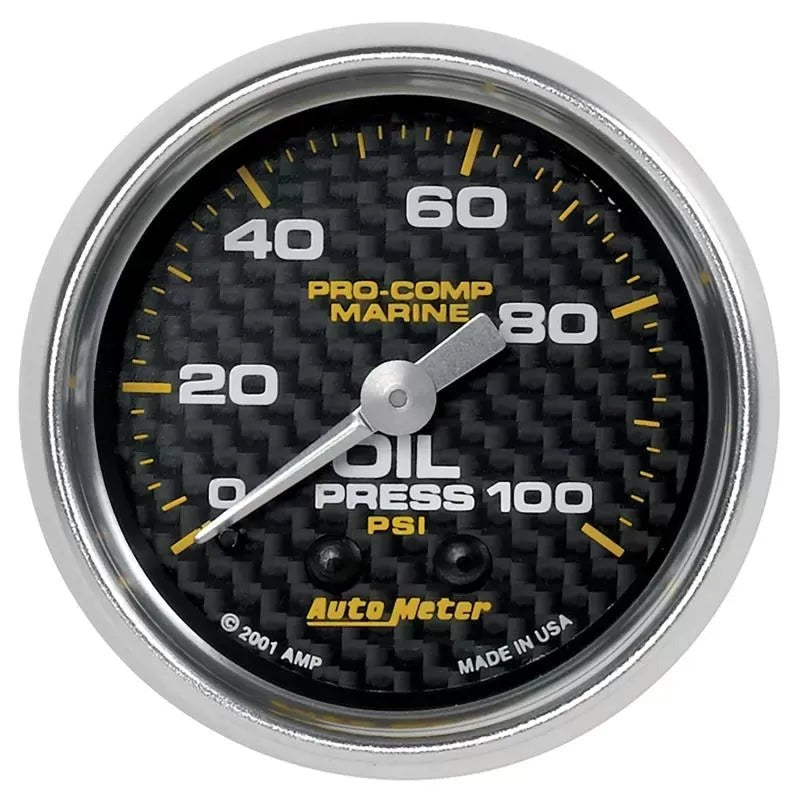 Autometer 2-1/16" 0-100 PSI Oil Pressure Gauge Marine Carbon Fiber | Universal (200790-40)