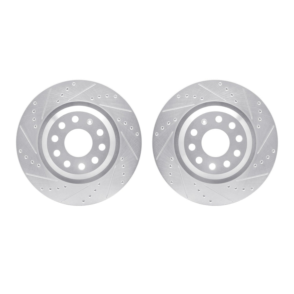 R1 Concepts Rear Drilled & Slotted Silver Brake Rotor Set | 2015-2019 VW Golf R (WGPN1-74043)