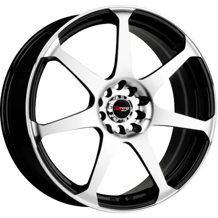 Drag Wheels DR33 Black w/ Machined Spoke Faces 17x7.5 | 5x100/5x114.3 (DR331775054573GBM)