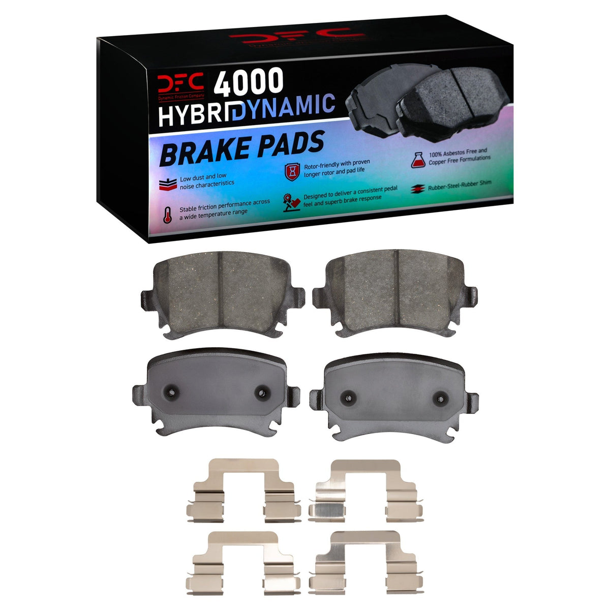 DFC 4000 HybriDynamic Rear Brake Pads & Hardware | Multiple VW/Audi Fitments (4000-1108-02)