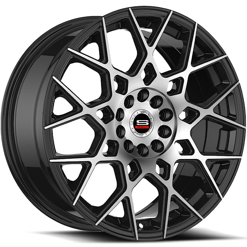Spec-1 Wheels SP-52 Gloss Black w/ Machined Spoke Faces 20x8.5 | 5x112/5x114.3 (SP-5220853638GBM)