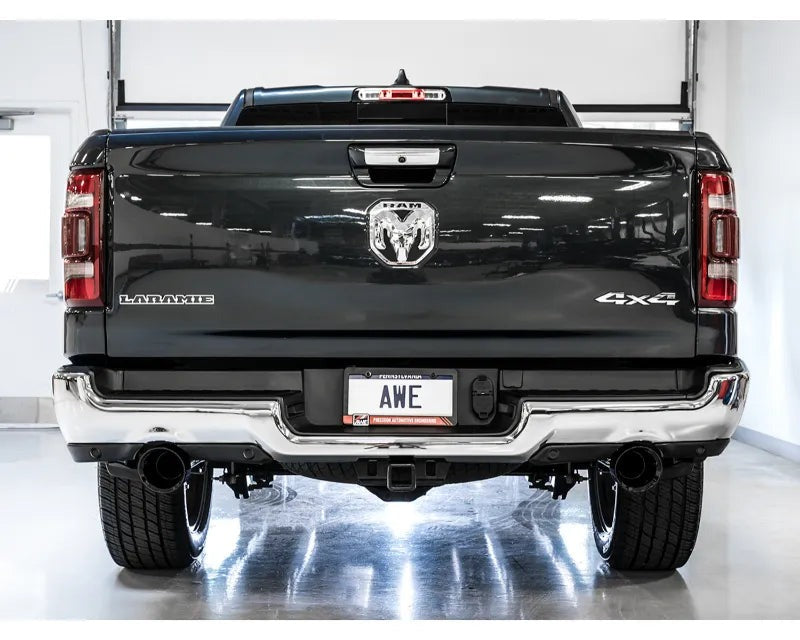 AWE 0FG Dual Rear Exit Catback Exhaust for 5th Gen RAM 1500 5.7L (with bumper cutouts) - Diamond Black Tips (3015-33006)