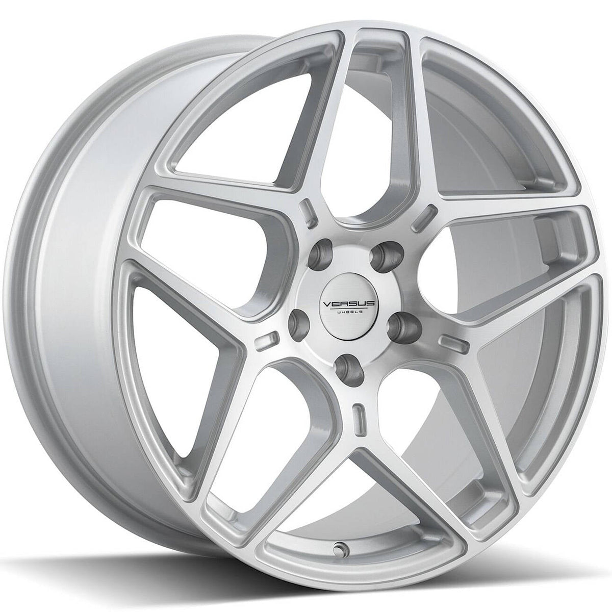 Versus Racing VS23 Silver w/Machined Spoke Faces and Outer Lip Ring 17x7.5 | 5x112 (VS2317755112+35SMF)