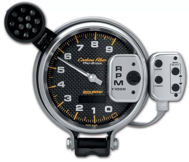 Autometer 5" 0-9000RPM Pedestal Tachometer Gauge Carbon Fiber | Universal (6835)