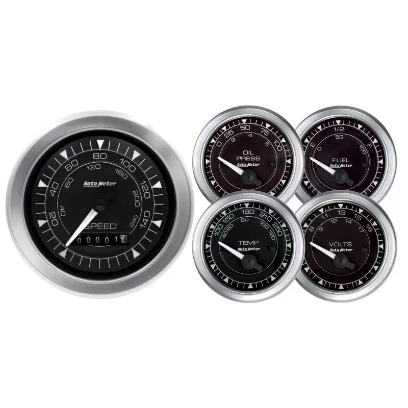 Autometer 3-3/8" & 2-1/16" Electric Speedometer 5-Piece Gauge Kit Chrono | Universal (8100)